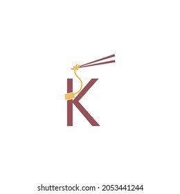 Noodle design wrapped around a letter K icon template vector