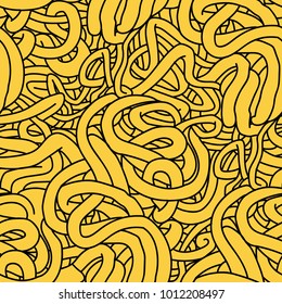 Noodle Doodle Ramen Drawing Vector, Seamless Pattern Outline