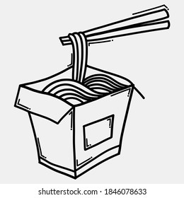icono del vector del doodle de fideos. Línea dibujada a mano en la ilustración del esbozo de dibujo.