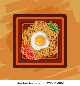 Noodle with Egg Vector