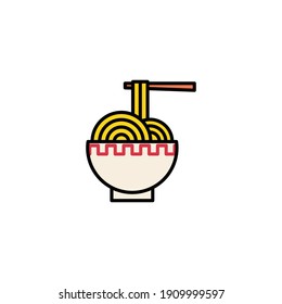 Noodle Filled Color Icon - Lunar New Year Elements Icon Set Vector Illustration