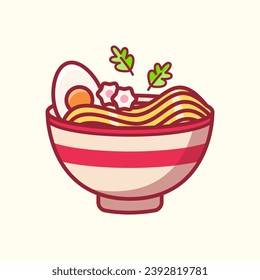 Noodle flat Illustration, Delicious Asian Noodles Vector Illustration