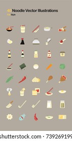 Noodle Flat Vector Illustrations