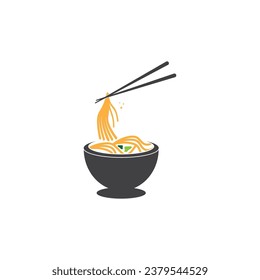 Ilustración vectorial del logotipo del cuenco de fideos alimentarios de fideos