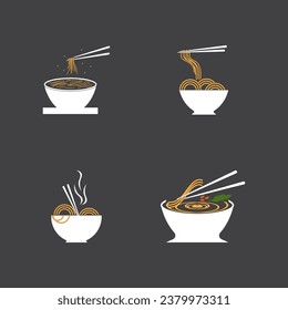 Noodle food  noodle bowl logo vector illustration