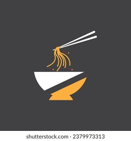 Noodle food  noodle bowl logo vector illustration