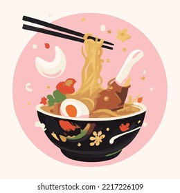 noodle food cartoon drawing illustration