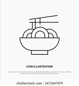 Noodle, Food, China, Chinese Vector Line Icon