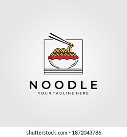 noodle food with chopsticks logo vector illustration design, chinese or japanese vector symbol svg