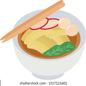 Noodle food, illustration, vector on white background.