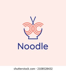 noodle food line logo with bowl and chopsticks
 svg