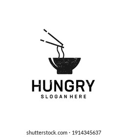 Noodle food logo design hipster retro vintage vector template for restaurant. Logo can be used for brand, identity, shop, restaurant, bar, cafe, and business company