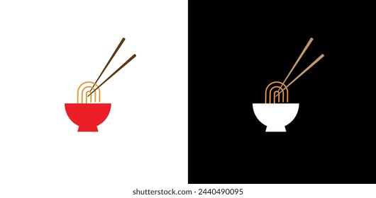 noodle food logo on white background