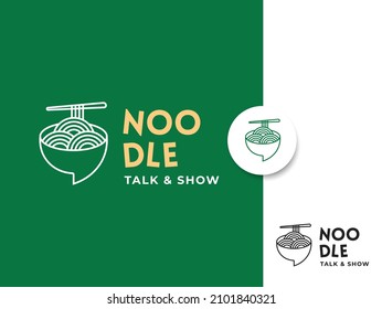 noodle food talk logo design concept