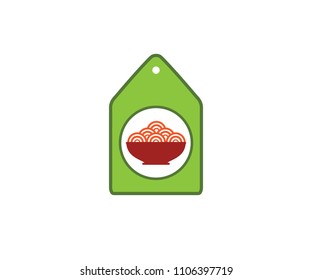 noodle food vector icon logo design template