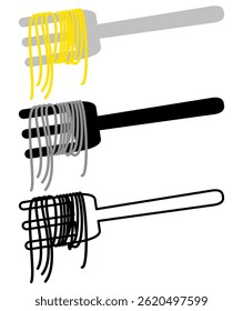 noodle fork icon, simple flat style, illustration, logo sign symbol pictogram template, for ui or ux isolated on white for mobile app, editable