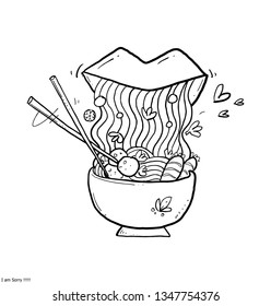 noodle hand drawn