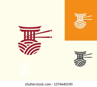 Noodle House Chinese Restaurant and Food Logo Vector icon Template