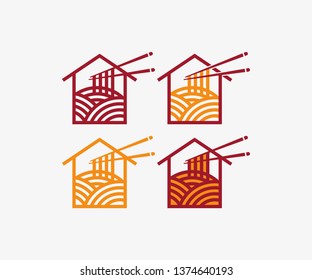 Noodle House Chinese Restaurant and Food Logo Vector icon Template
