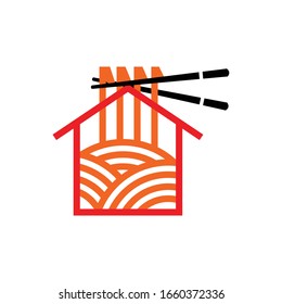 Noodle House Chinese Restaurant and Food Logo Vector icon Template.