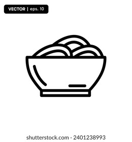 noodle icon in bowl, food icon. vector eps 10