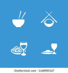 Noodle icon. collection of 4 noodle filled icons such as pasta and wine glass. editable noodle icons for web and mobile.