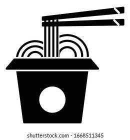 Diseño de iconos de fideos. Icono de caja de fideos en diseño moderno estilo silueta. Ilustración vectorial.