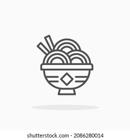 Noodle icon. Editable Stroke and pixel perfect. Outline style. Vector illustration. Enjoy this icon for your project.