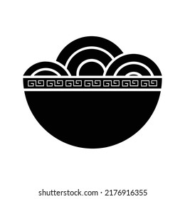 Noodle icon, full black. Vector illustration, suitable for content design, poster, banner, or video editing needs