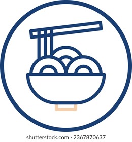 Noodle icon line rounded beige blue colour chinese new year vector element and symbol perfect.