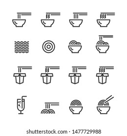 noodle icon line set vector