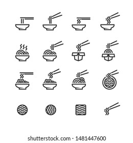 noodle icon line set vector