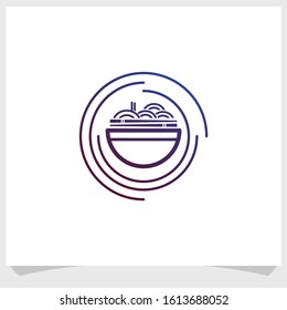 noodle icon logo design vector, Asian food logo design template, restaurant logo design