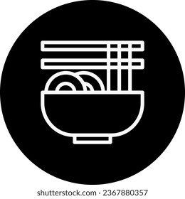 Noodle icon rounded white colour chinese new year vector element and symbol perfect.