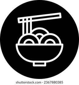 Noodle icon rounded white colour chinese new year vector element and symbol perfect.
