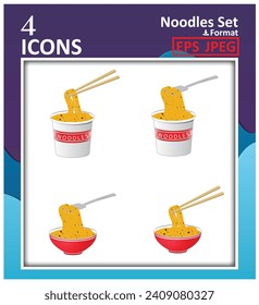 Noodle Icon Sets: Versatile collections of frequently used icons, enhancing visual communication. Japanese, chinesse food icon