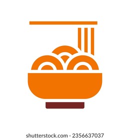 Noodle icon solid orange brown colour chinese new year vector element and symbol perfect.
