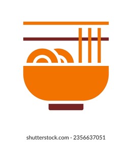 Noodle icon solid orange brown colour chinese new year vector element and symbol perfect.