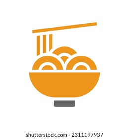 Noodle icon solid style orange grey colour chinese new year vector element and symbol perfect.