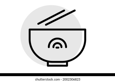 Noodle Icon in vector graphics can be used for web and printed designs or printable projects.  Cafe and Restaurant related vector line icons. 

