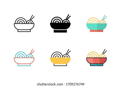 noodle icon vector illustration with different style design. isolated on white background
