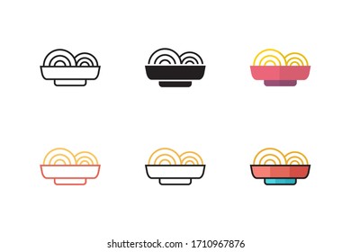 noodle icon vector illustration with different style design. isolated on white background