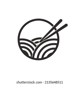 noodle icon vector, noodle logo for noodle shop, simple flat noodle