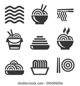 Noodle Icons. Asian Food Bar Logos Set. Vector