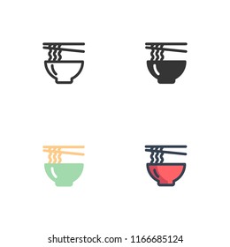 noodle icons vector with four different styles