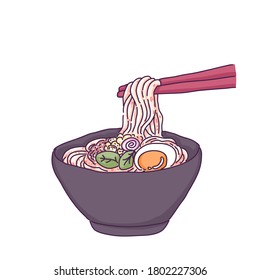 Noodle illustration design of vector. Japanese food, Chinese food and Thai food.