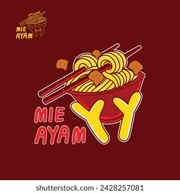 logotipo de vector de ilustración de fideos adecuado para tiendas de fideos