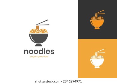 Noodle japan food restaurant logo icon design with bowl element symbol
