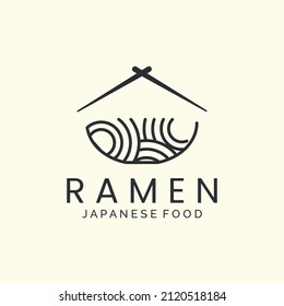 noodle japanese minimalist line art logo icon template vector design