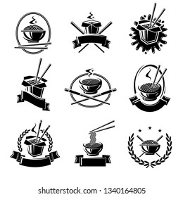Noodle labels and elements set. Collection icon noodles. Vector